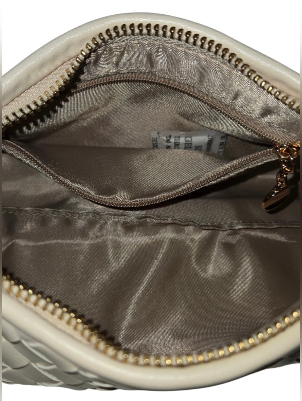 Petite Simone Judy Woven Vegan Leather Shoulder Bag in Light Beige - Picture 6 of 8